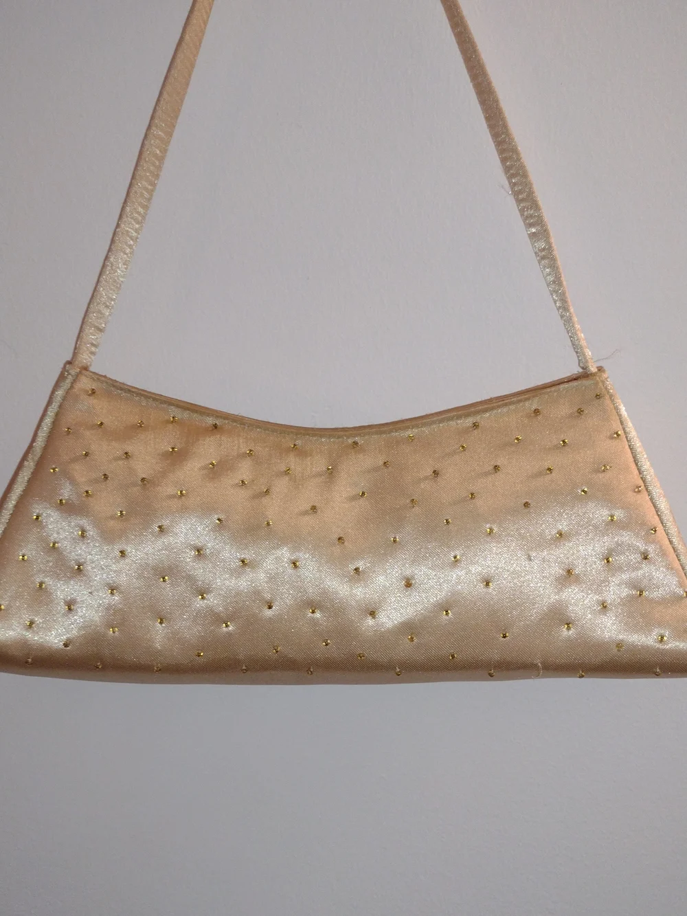 Gold Satin Studded Shoulder Bag - Women